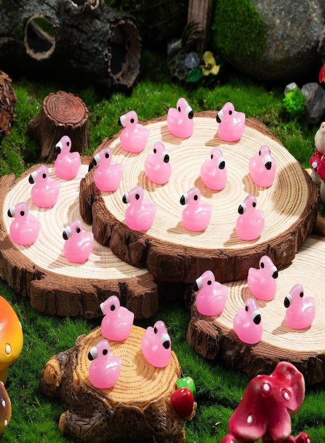 LHSYFBZ 100 Pcs Mini Resin Flamingo Ducks, Luminous Flamingo Tiny Ducks, Glow in The Dark Miniature Flamingos for Cake Topper Garden Dollhouse Landscape Aquarium Ornaments DIY Crafts - Image 2